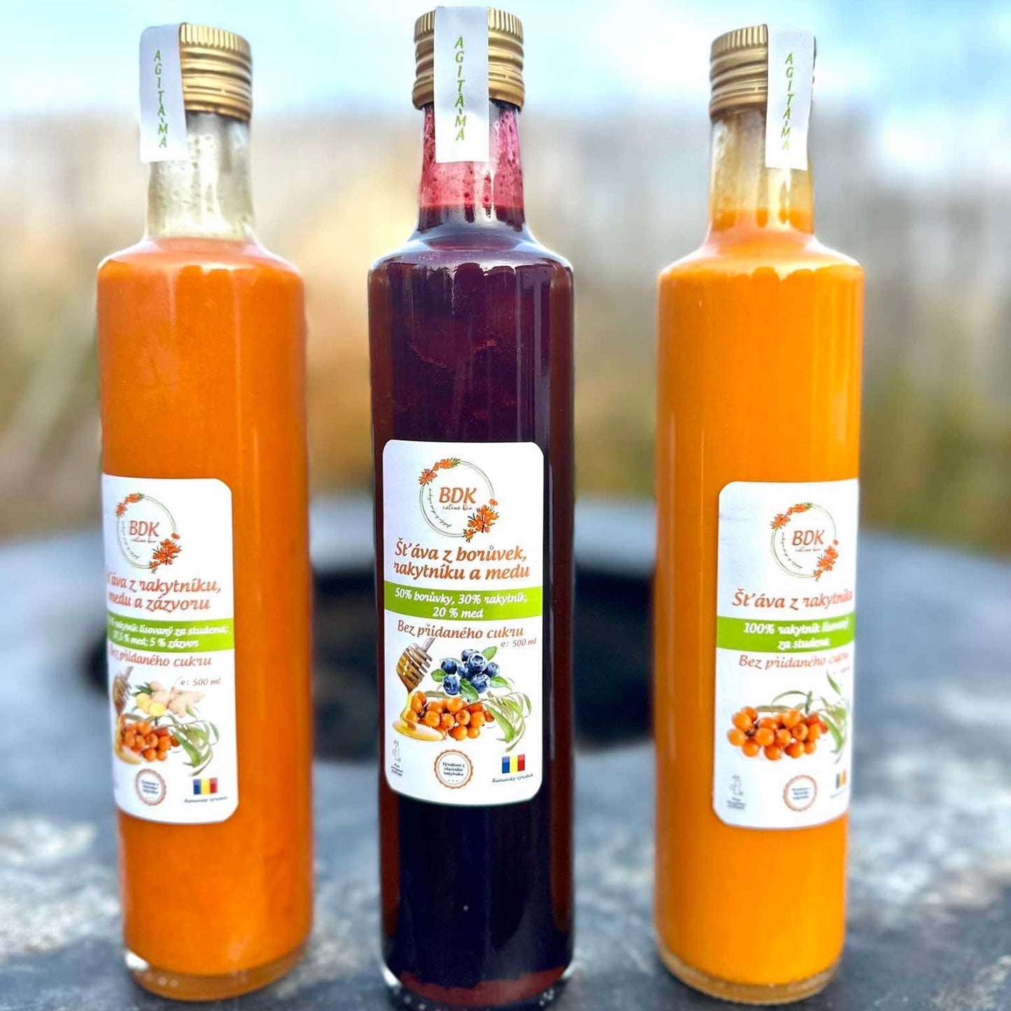 Šťáva z rakytníku, medu a zázvoru