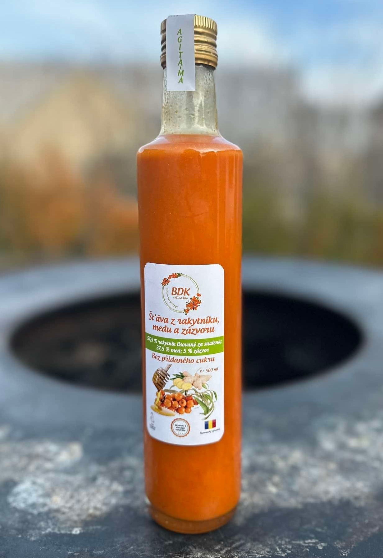 Šťáva z rakytníku, medu a zázvoru