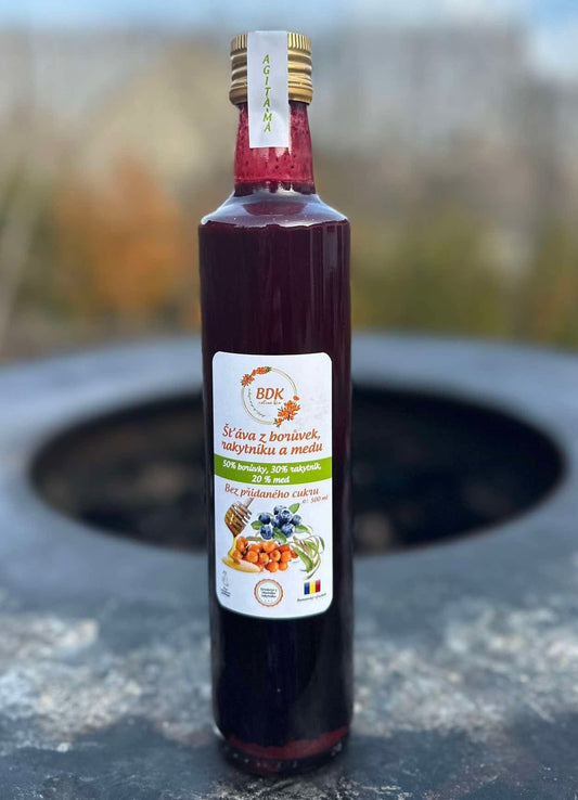 Šťáva z borůvek, rakytníku a medu